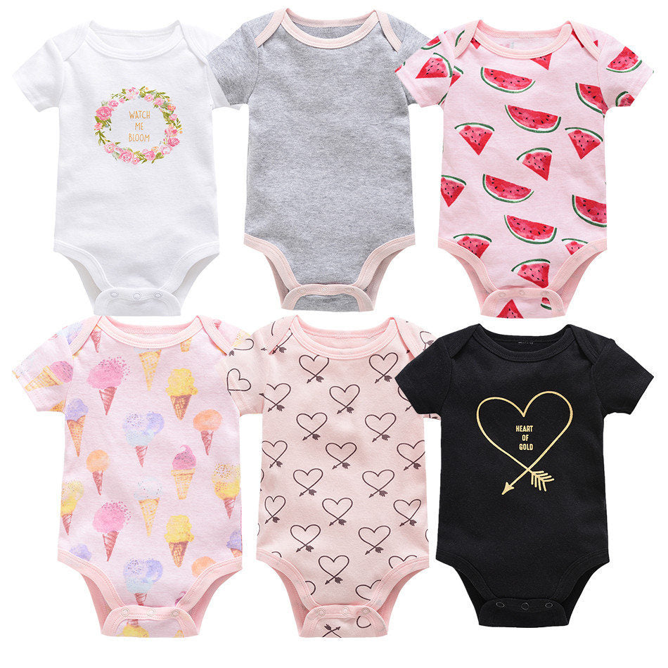 6-piece baby jumpsuit new short-sleeved baby clothes