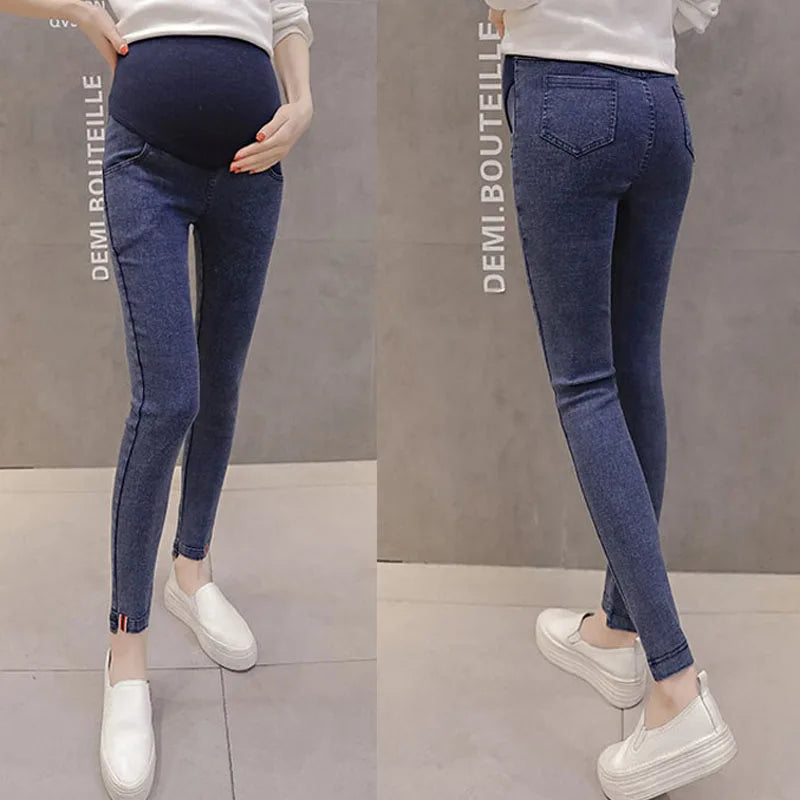 2024 Summer New Skinny Maternity Jeans Clothes For Pregnancy Pregnant Women Stretch Denim Pants Leggings Mom Clothing Trousers