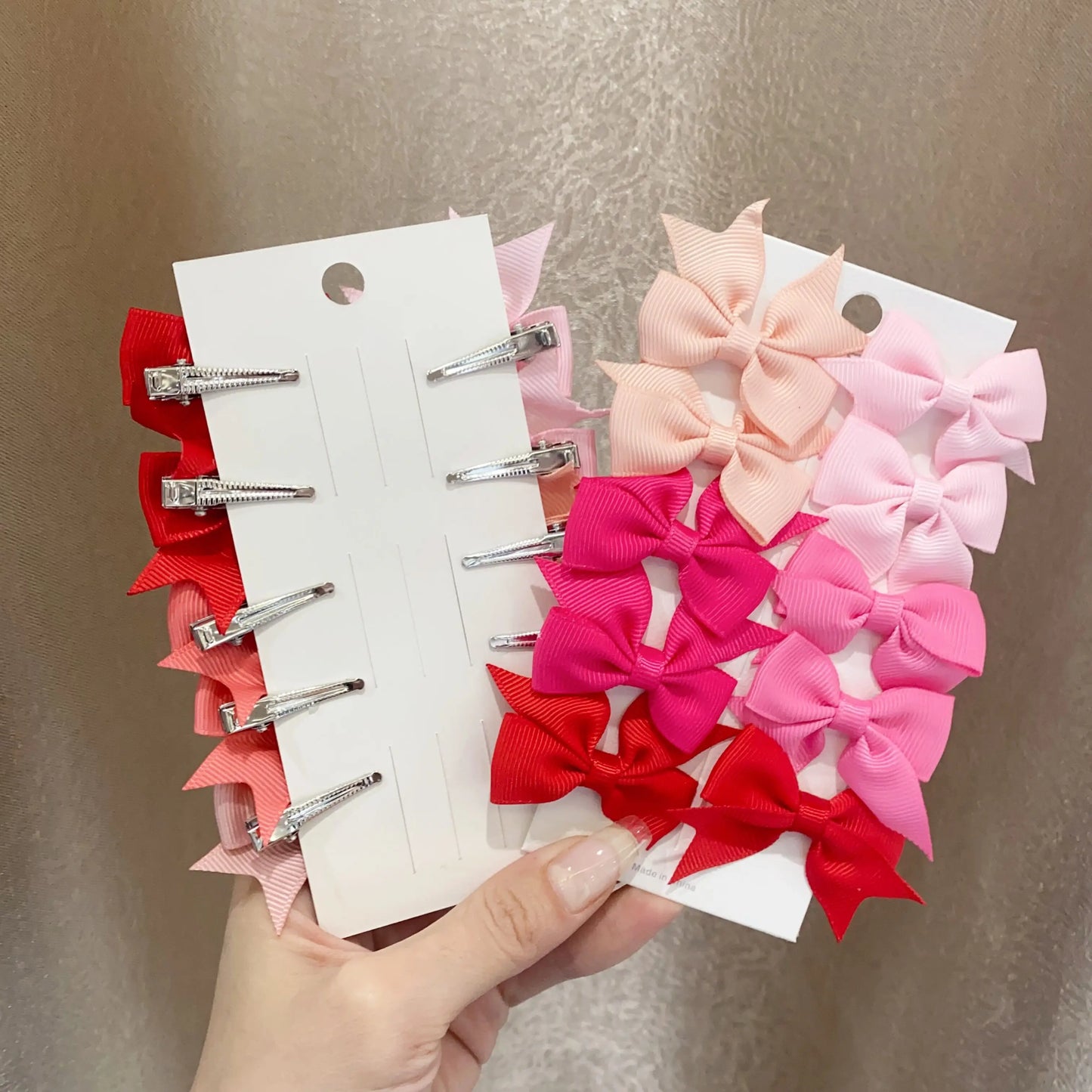 6pcs/10Pcs Kids Solid Color Ribbon Bows Hair Clips for Baby Girls Handmade Bowknot Hairpin Barrettes New Year Hair Accessories