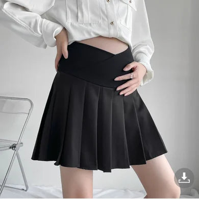 2024 Pregnant Women Pleated Skirt Adjustable Waist Maternity Belly Skirt with Lining Summer High Waist Pregnancy Suits Skirts